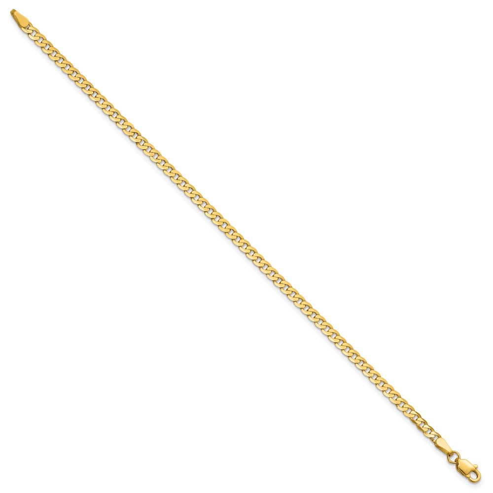 14K 7 inch 2.9mm Flat Beveled Curb with Lobster Clasp Bracelet