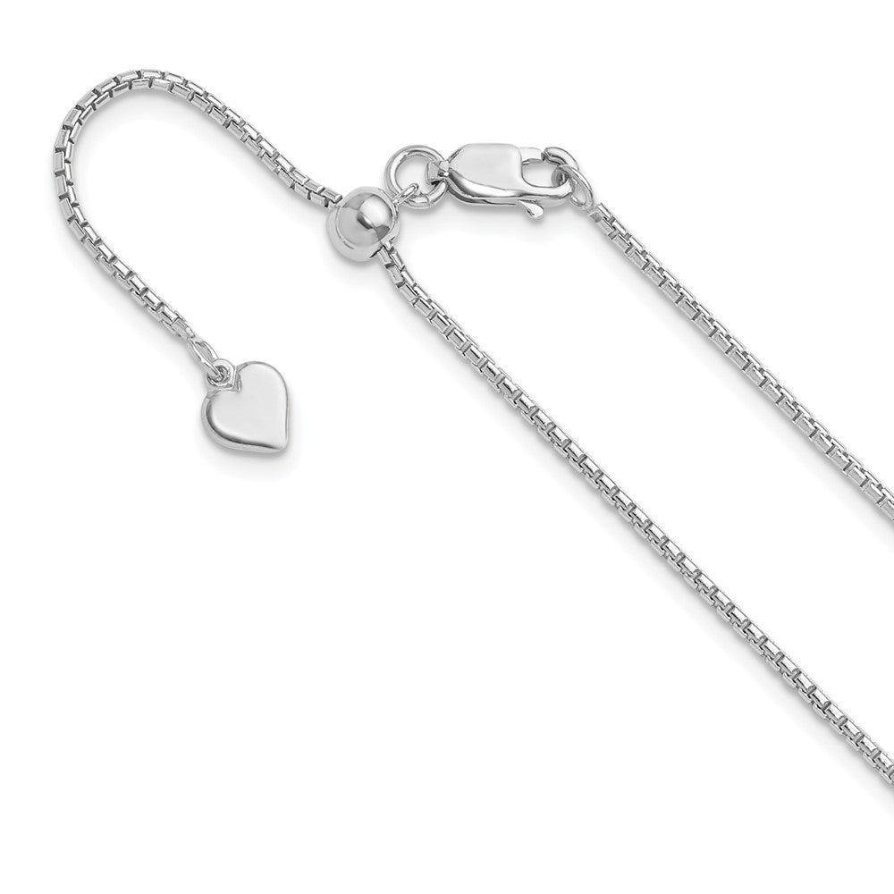 Polished;Lobster;Sterling silver;Round;Box chain;Adjustable;22in chain