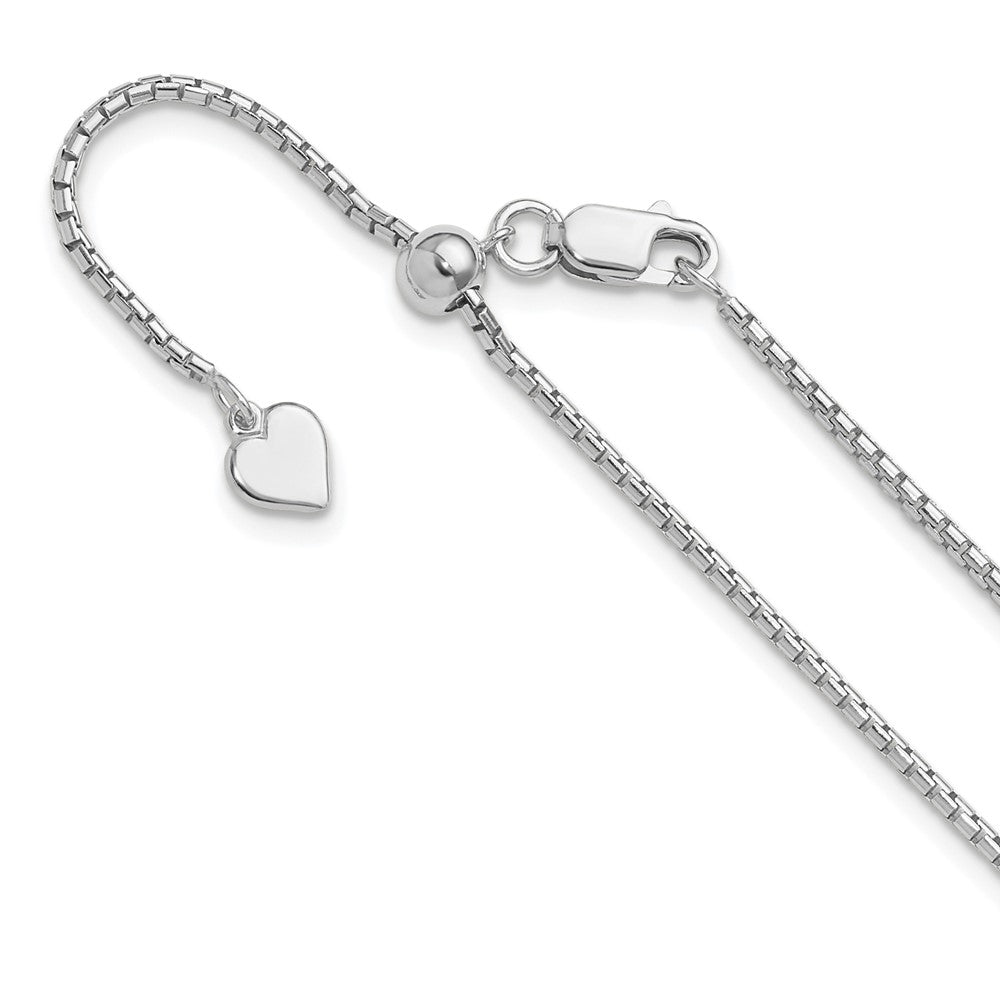 Polished;Lobster;Sterling silver;Round;Box chain;Adjustable;22in chain