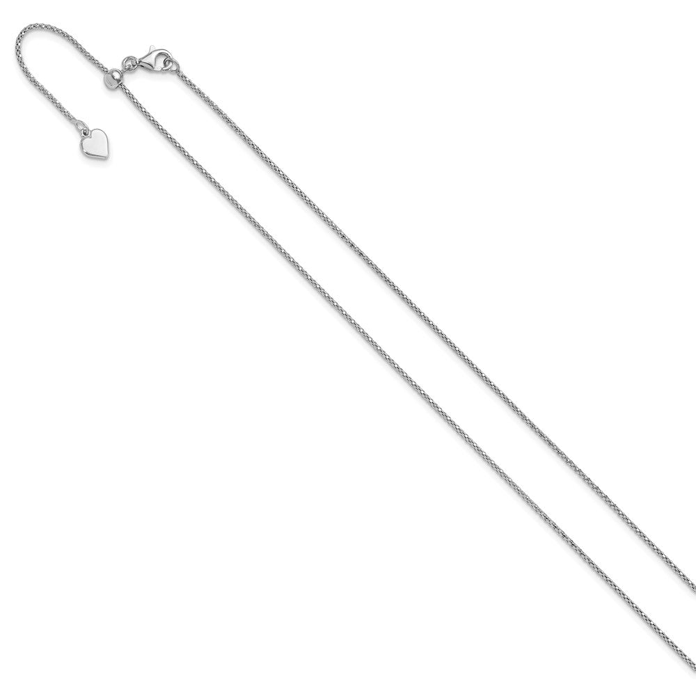 Sterling Silver RH-plated Adjustable 1.2mm Popcorn Chain