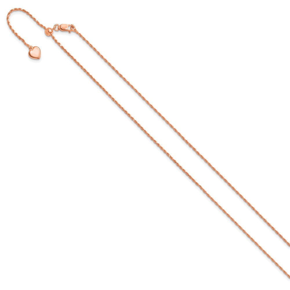 Sterling Silver Rose Gold-plated Adjustable 1.2mm D/C Rope Chain