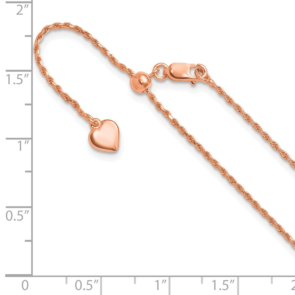 Sterling Silver Rose Gold-plated Adjustable 1.2mm D/C Rope Chain