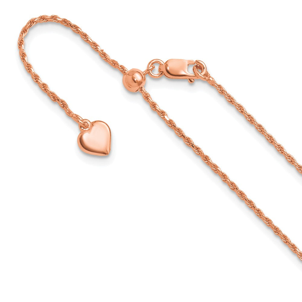 Polished;Lobster;Sterling silver;Adjustable;Rose gold-plated;Diamond Cut;22in chain