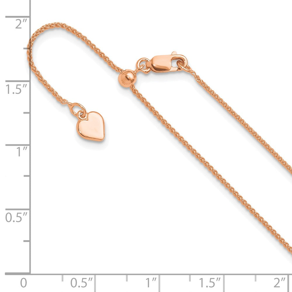 Sterling Silver Rose Gold-plated Adjustable 1mm Spiga Chain