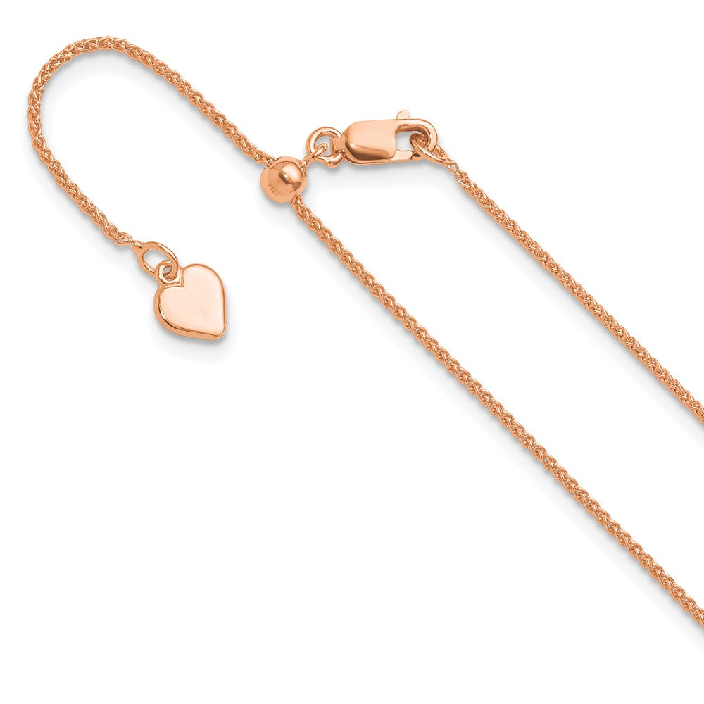 Polished;Lobster;Sterling silver;Adjustable;Rose gold-plated;22in chain