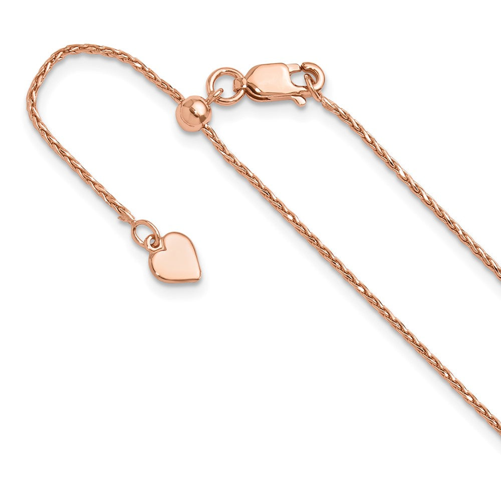 Polished;Lobster;Sterling silver;Adjustable;Rose gold-plated;22in chain