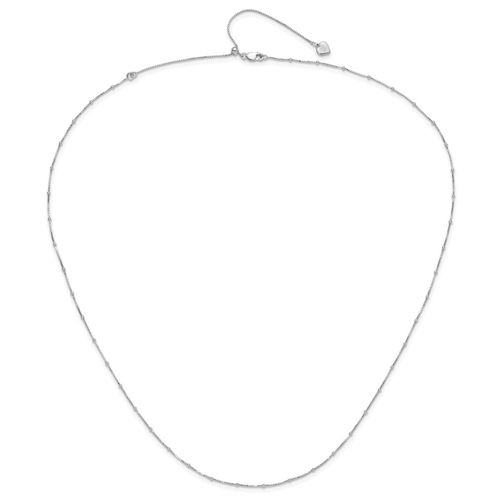 Sterling Silver RH-plt Adjustable 1.5mm Beaded D/C Box Chain
