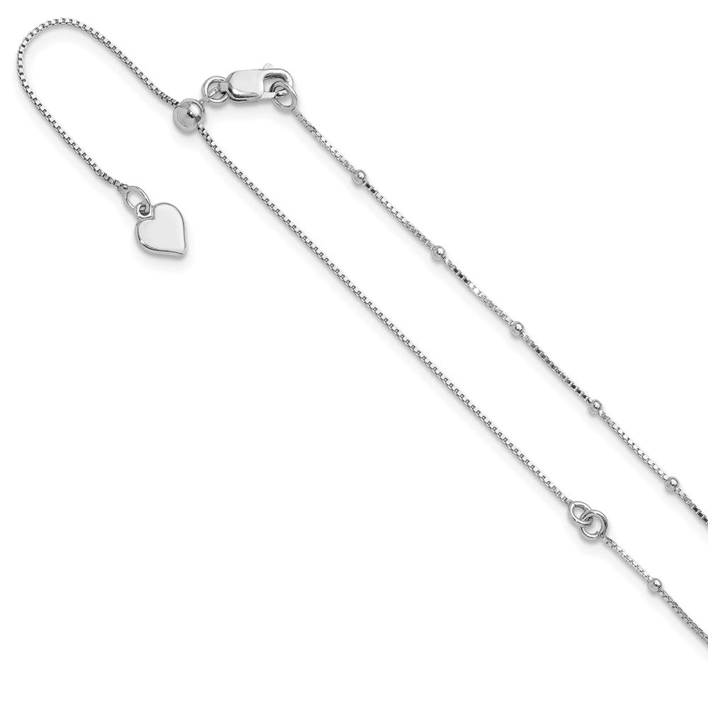 Polished;Lobster;Sterling silver;Adjustable;Beaded Chain;22in chain