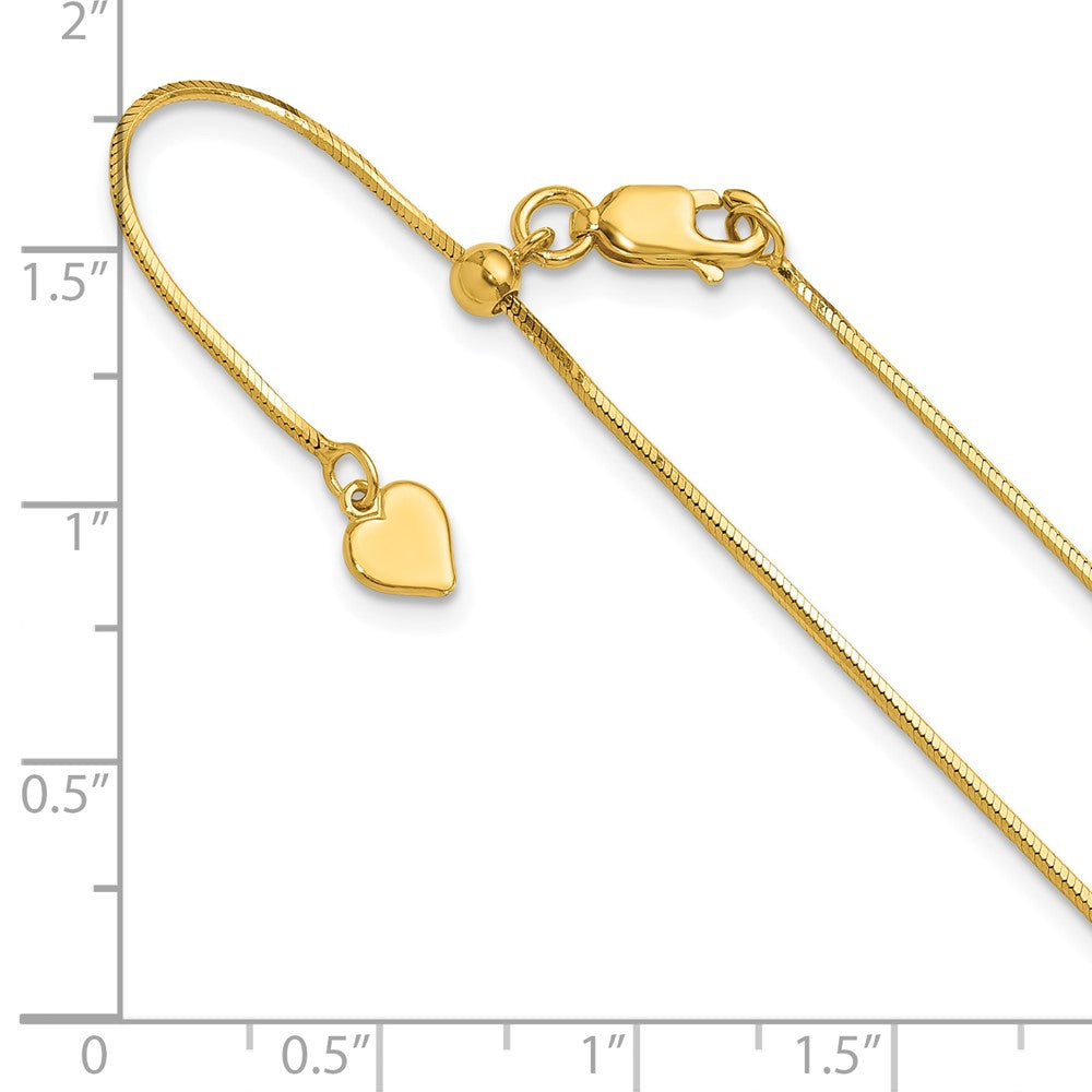 Sterling Silver Gold-plated Adjustable 1mm D/C Square Snake Chain