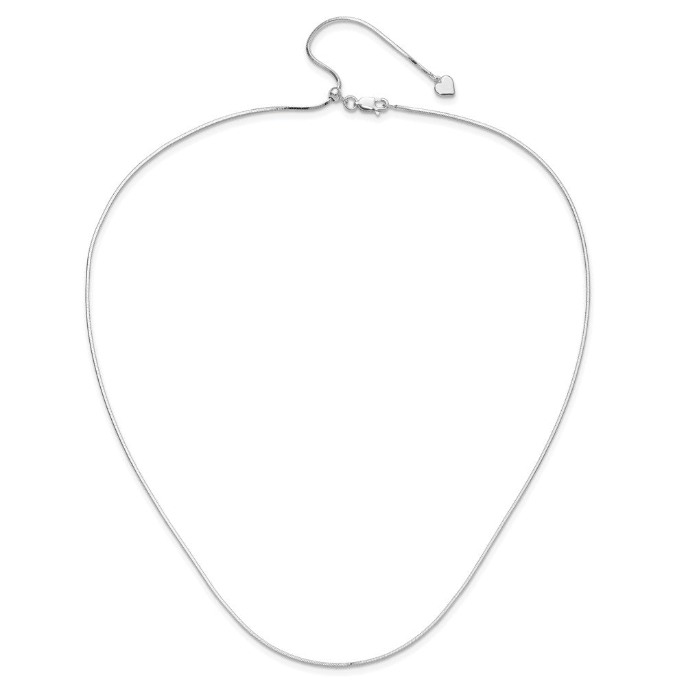 Sterling Silver RH-plt Adjustable 1.2mm D/C Square Snake Chain