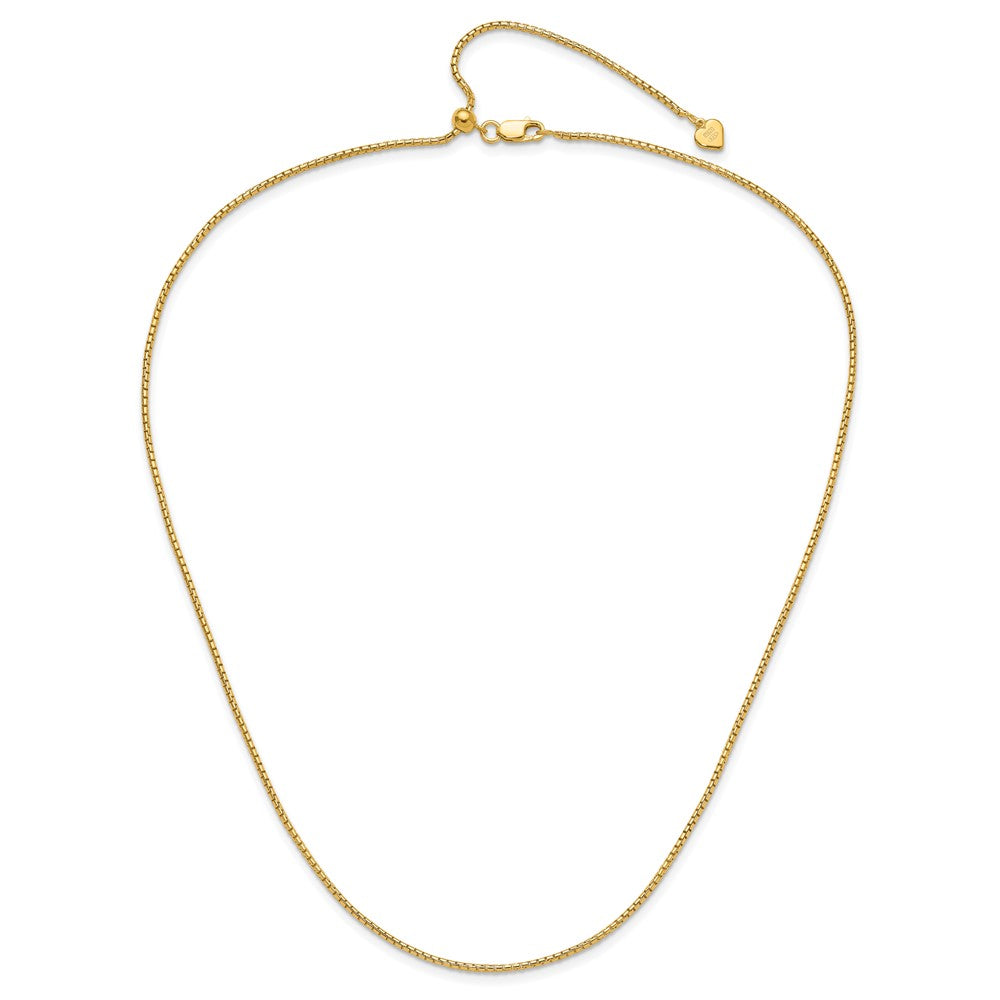 Sterling Silver Gold-plated Adjustable 1.5mm Round Box Chain