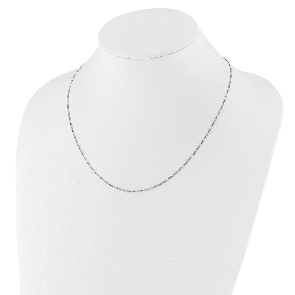 Sterling Silver RH-plated Adjustable 1.55mm Figaro Chain