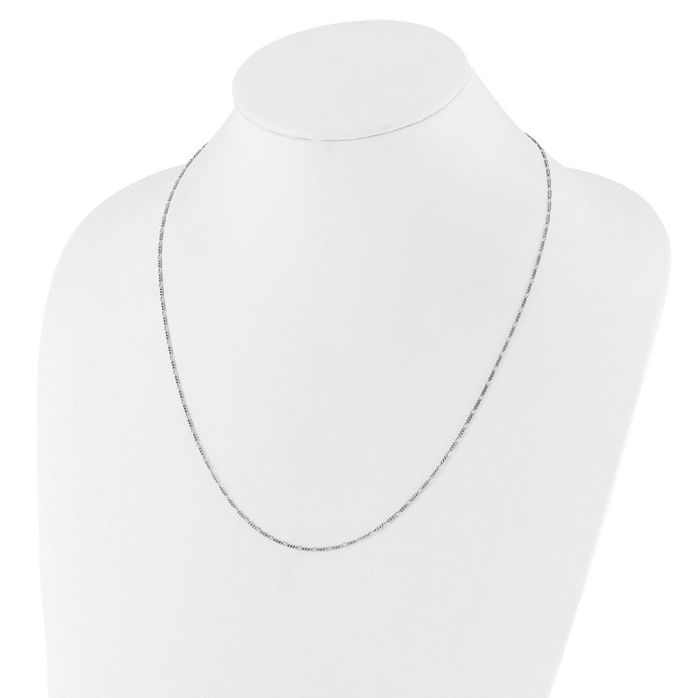 Sterling Silver RH-plated Adjustable 1.55mm Figaro Chain