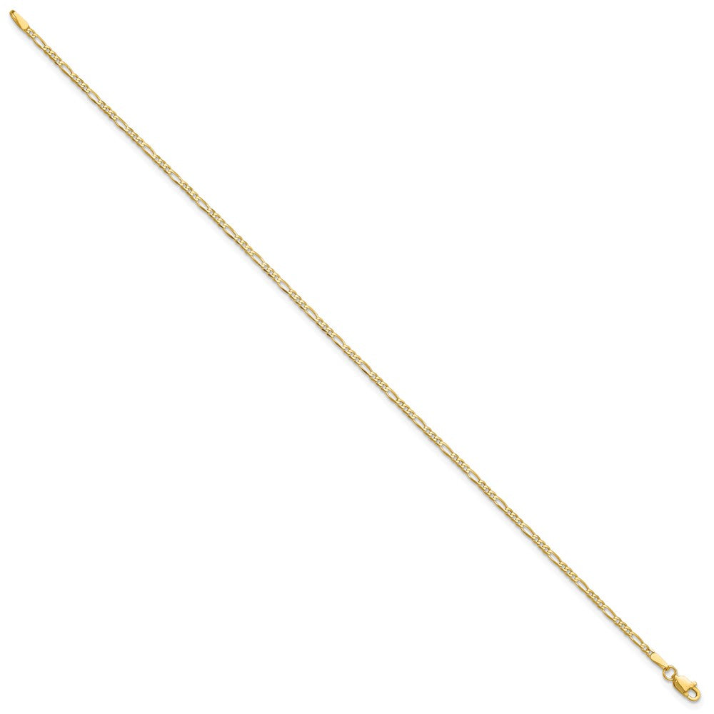 14K 8 inch 1.8mm Flat Figaro with Lobster Clasp Bracelet