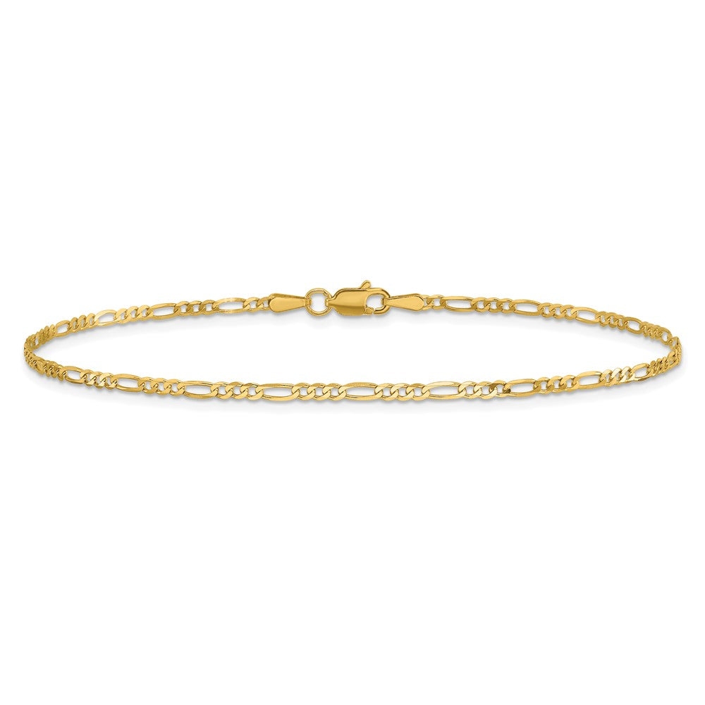 14K 7 inch 1.8mm Flat Figaro with Lobster Clasp Bracelet