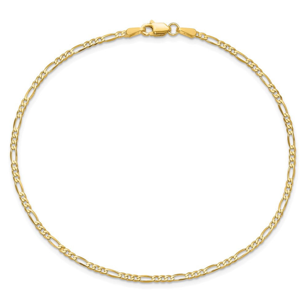 14K 7 inch 1.8mm Flat Figaro with Lobster Clasp Bracelet