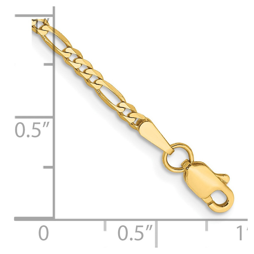 14K 9 inch 2.25mm Flat Figaro with Lobster Clasp Anklet