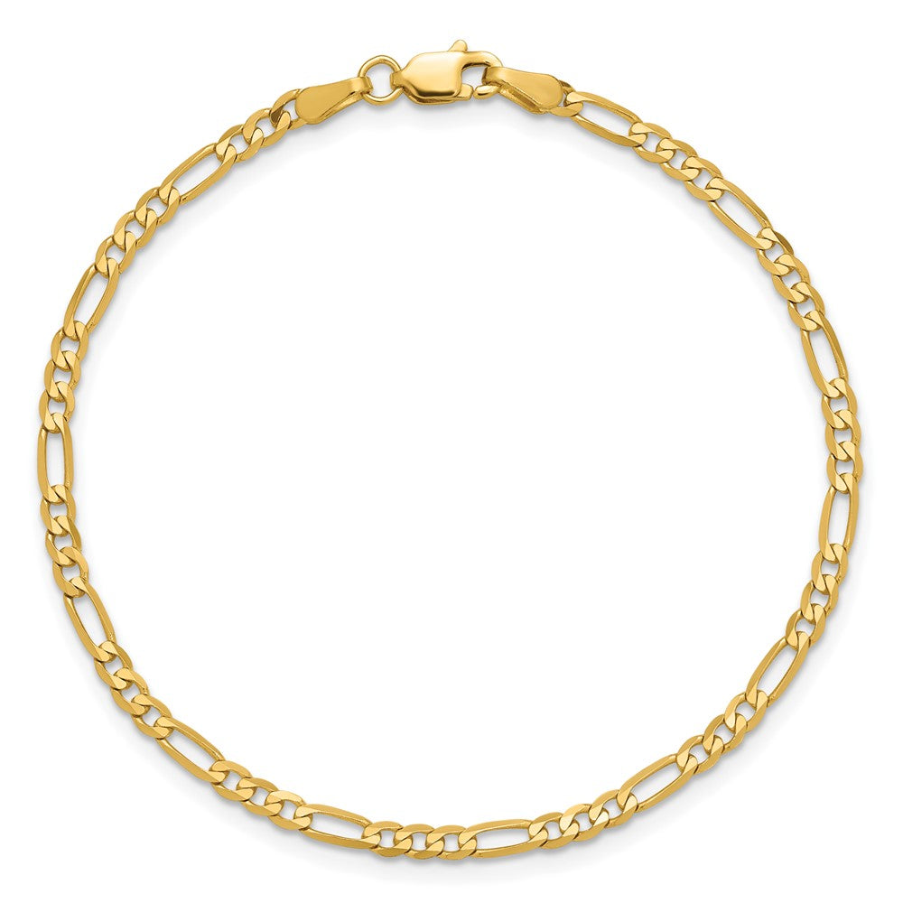 14K 8 inch  2.75mm Flat Figaro with Lobster Clasp Bracelet