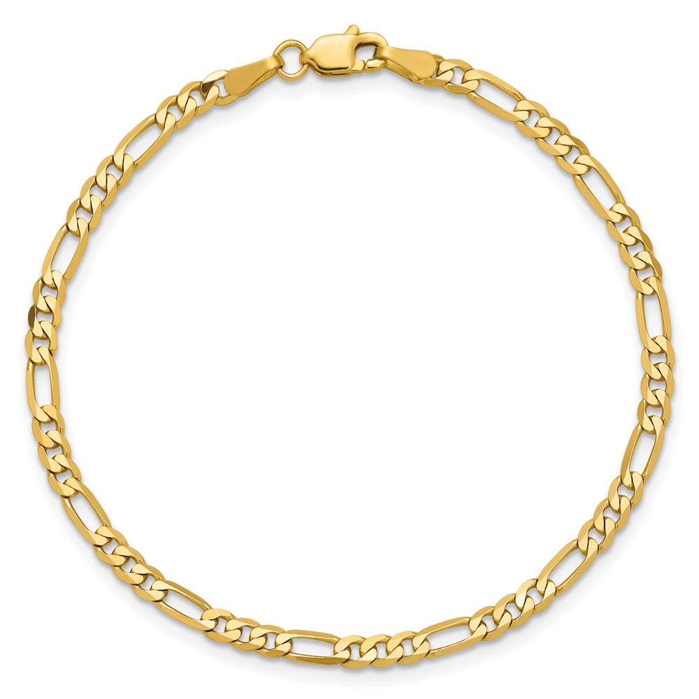 14K 6 inch 3mm Flat Figaro with Lobster Clasp Bracelet