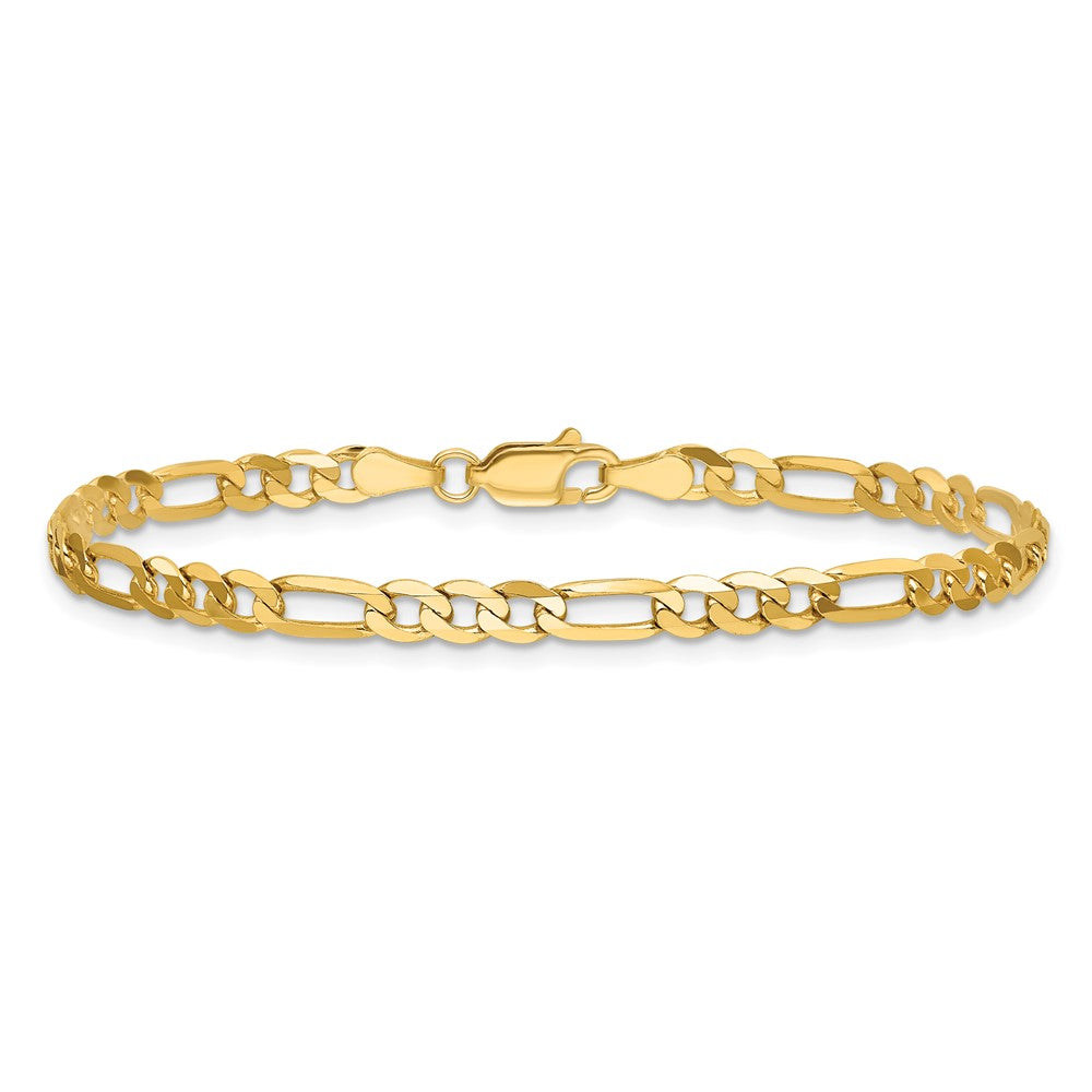14K 7 inch 4mm Flat Figaro with Lobster Clasp Bracelet