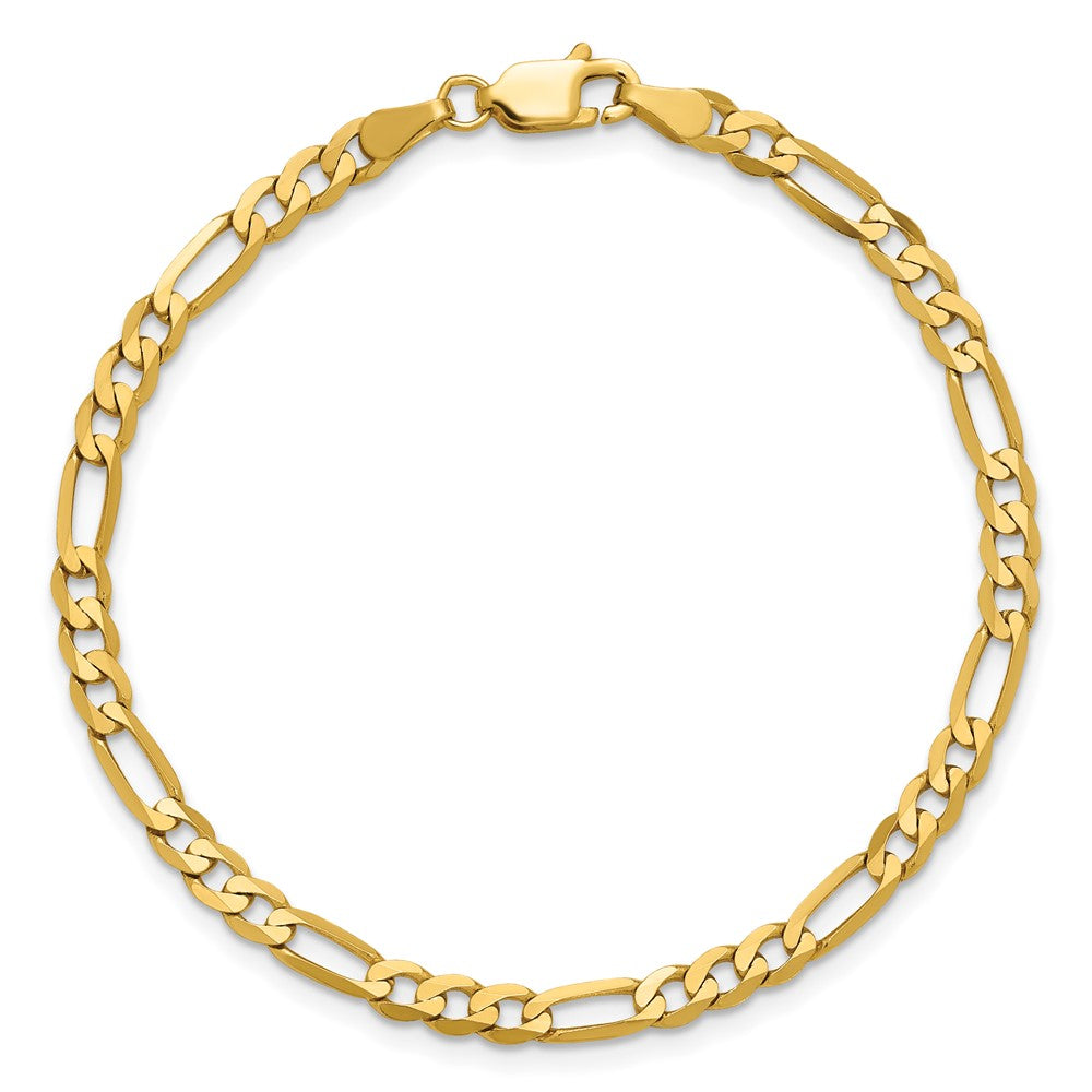 14K 8 inch 4mm Flat Figaro with Lobster Clasp Bracelet