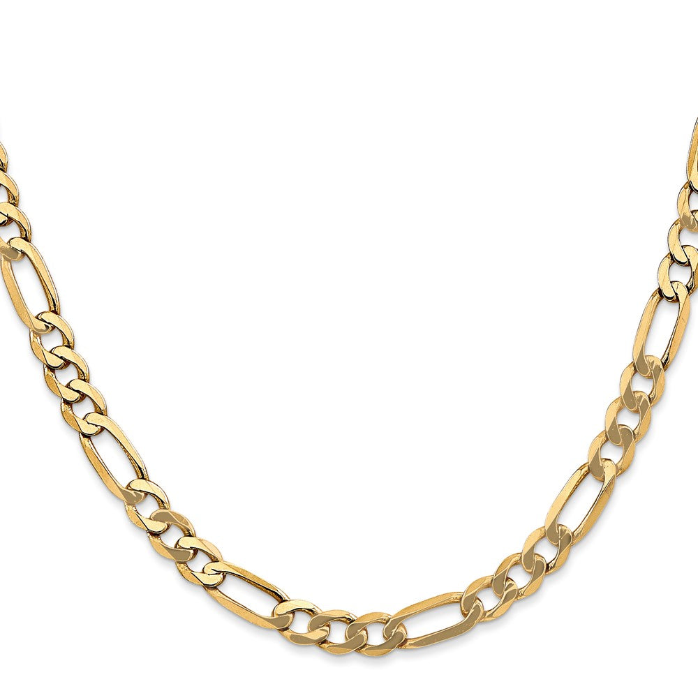 14K 28 inch 5.25mm Flat Figaro with Lobster Clasp Chain
