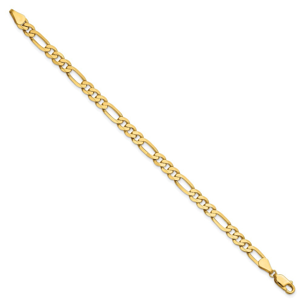 14K 7 inch 5.25mm Flat Figaro with Lobster Clasp Bracelet