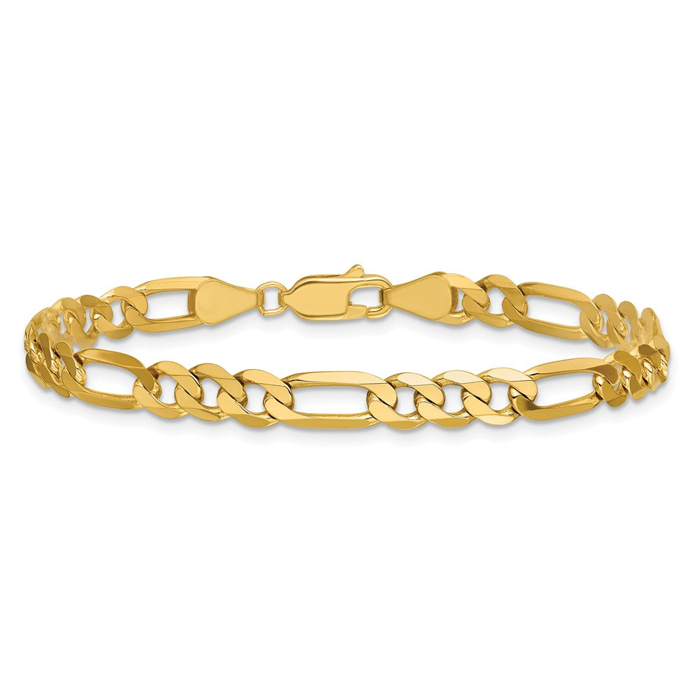 14K 7 inch 5.25mm Flat Figaro with Lobster Clasp Bracelet