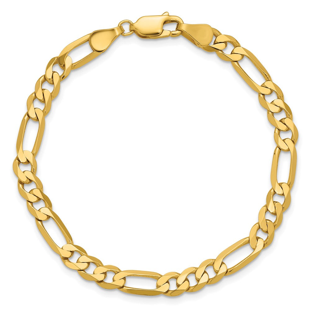 14K 7 inch 5.25mm Flat Figaro with Lobster Clasp Bracelet
