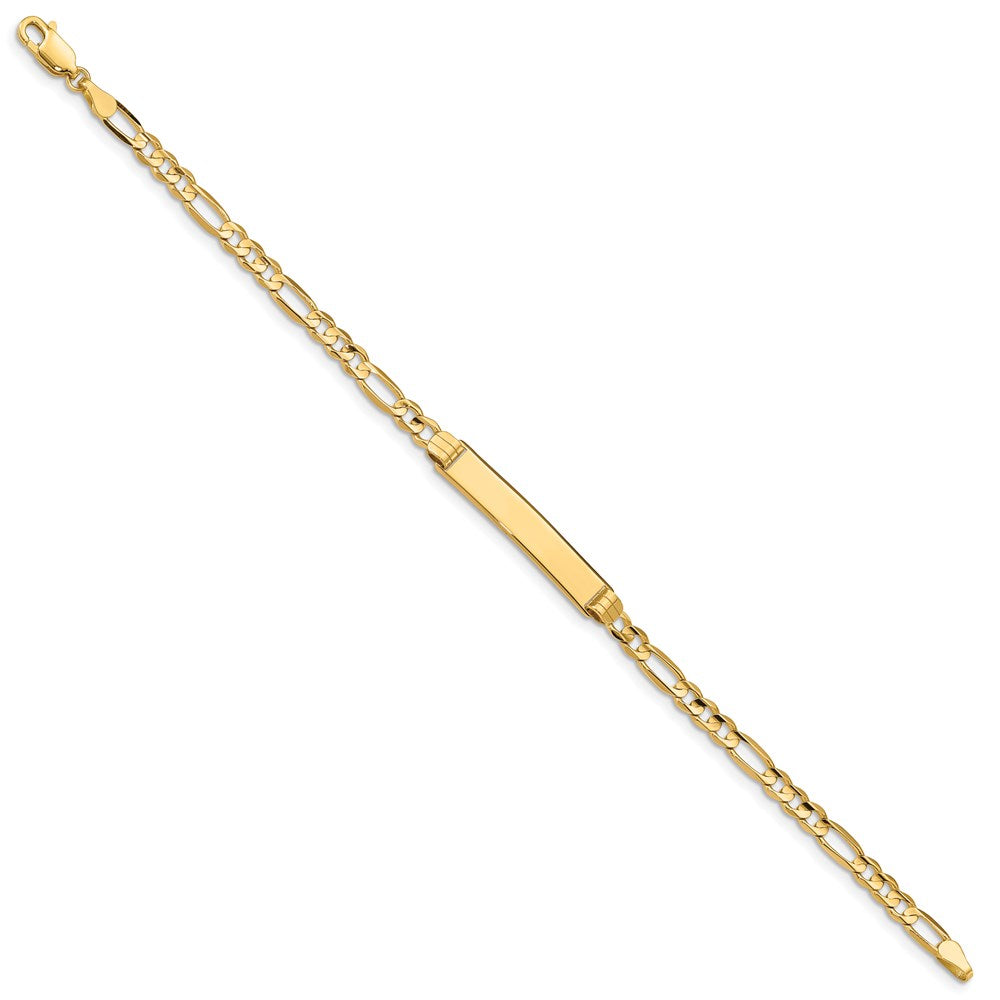 14k Polished Solid Chain/Solid Plate Figaro Link 25x4.8mm Plate 7 inch ID Bracelet