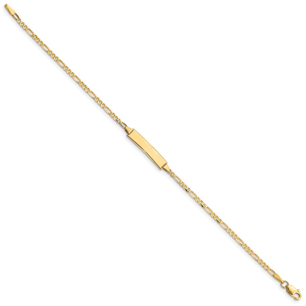 14k Polished Solid Chain/Solid Plate Figaro Link 19.5x5mm Plate 7 inch ID Bracelet