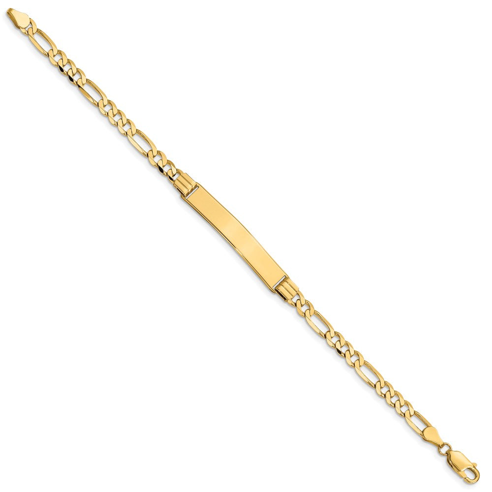 14k Polished Solid Chain/Solid Plate Figaro Link 33.5x6mm Plate 8 inch ID Bracelet