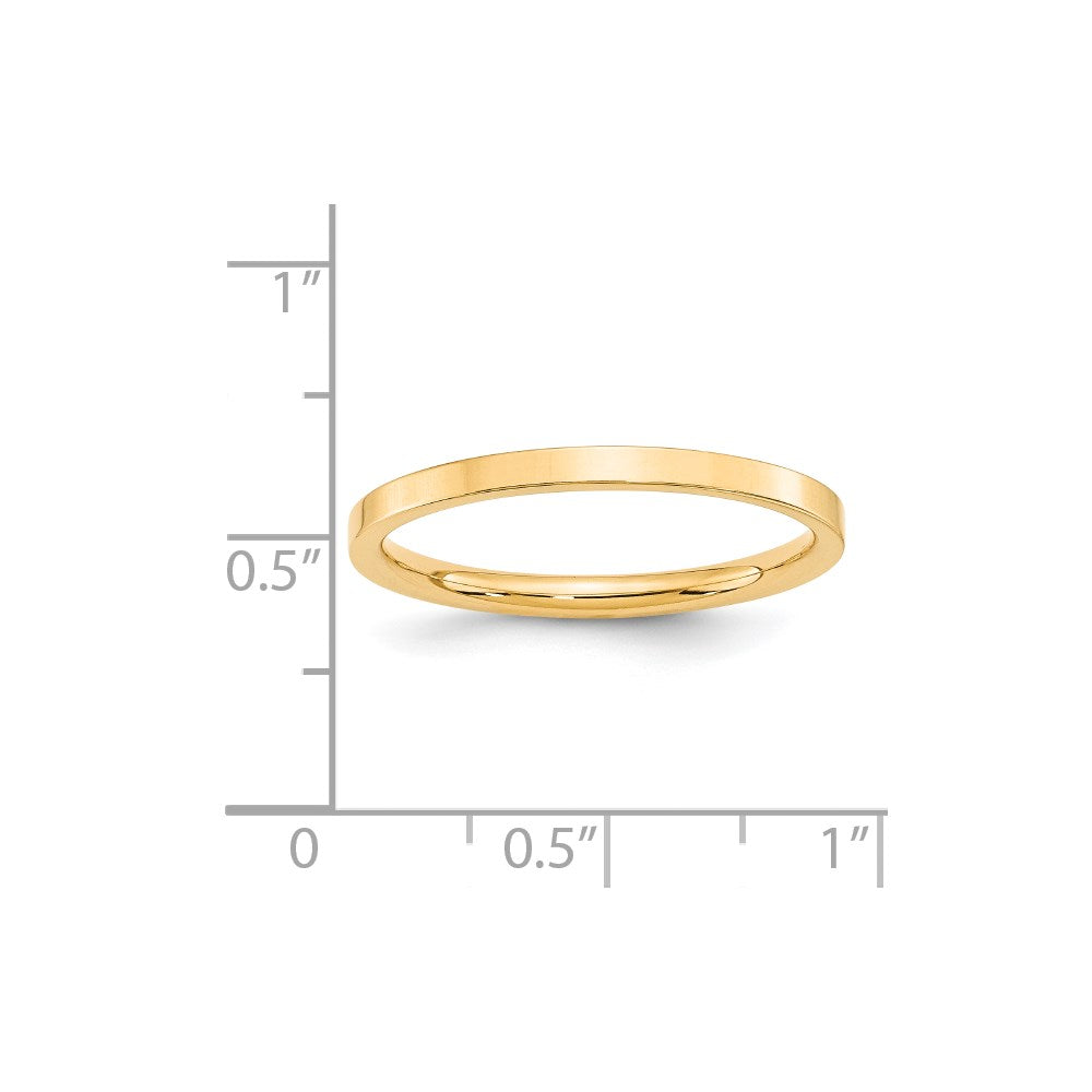 14k Yellow Gold 2mm Standard Weight Flat Comfort Fit Wedding Band Size 4