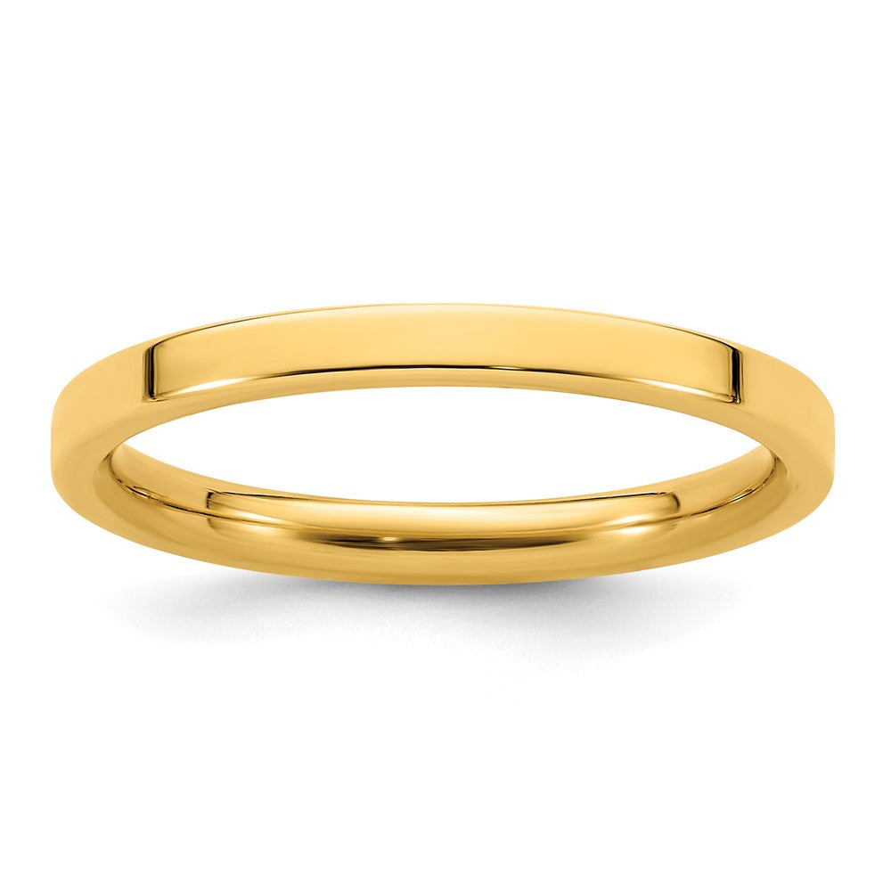Solid;Polished;14k Yellow gold;Engravable;Comfort fit;Flat;Machined