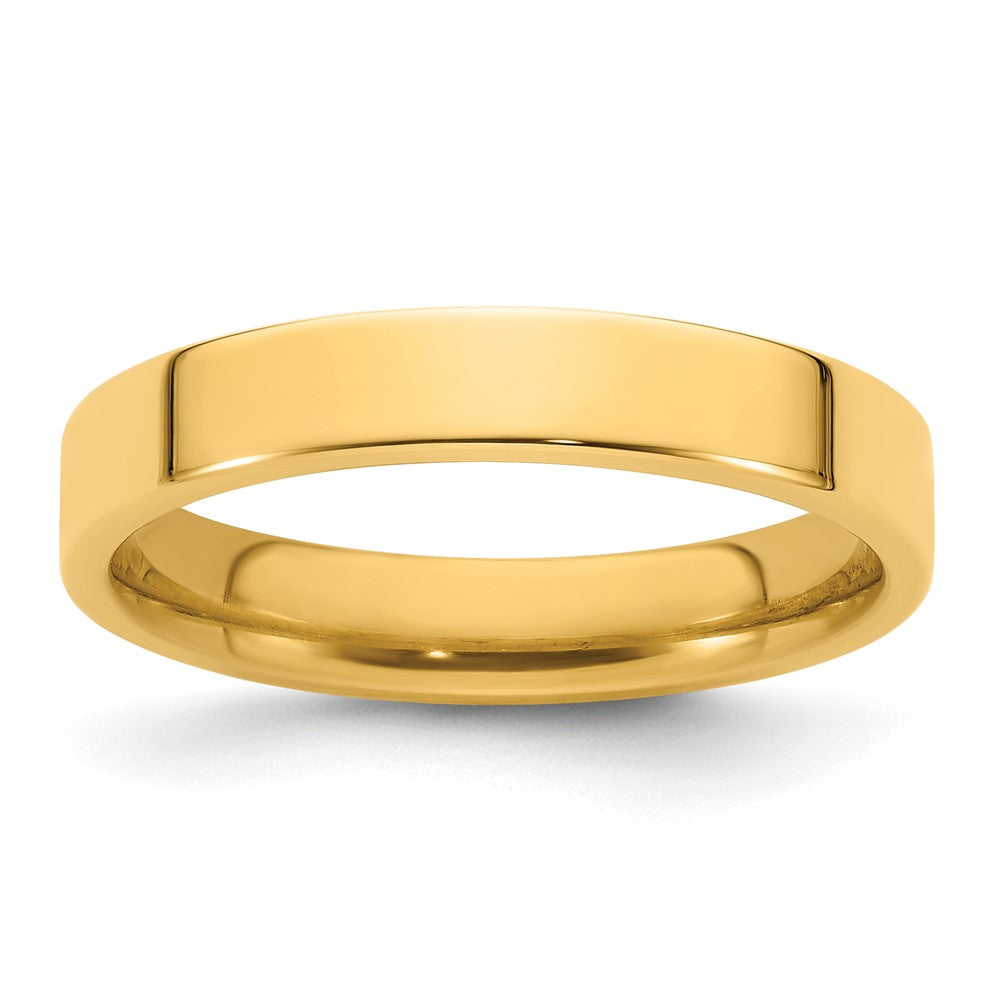 Solid;Polished;14k Yellow gold;Engravable;Comfort fit;Flat;Machined