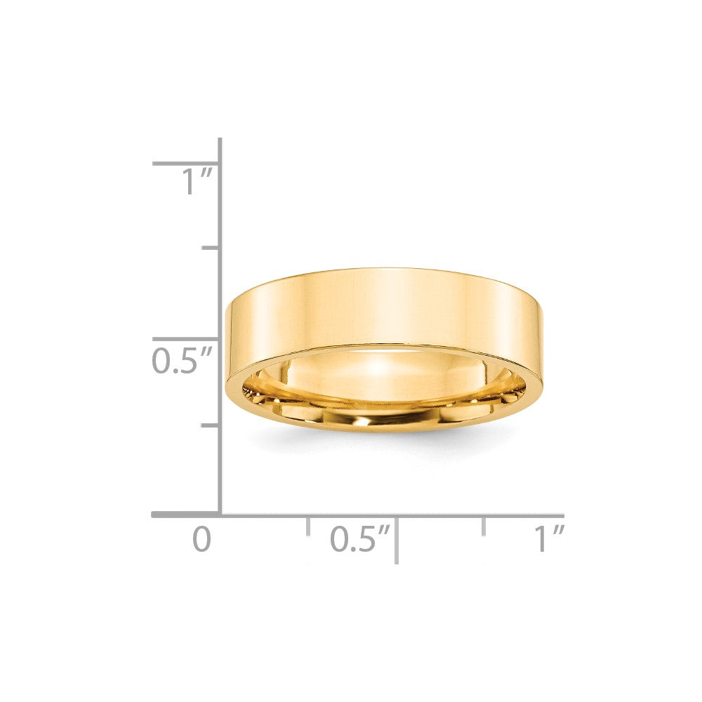 14k Yellow Gold 6mm Standard Weight Flat Comfort Fit Wedding Band Size 11