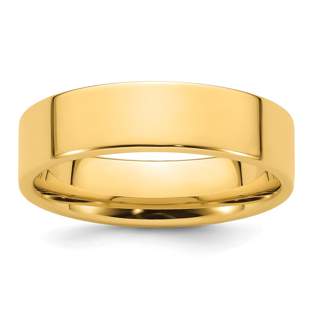 Solid;Polished;14k Yellow gold;Engravable;Comfort fit;Flat;Machined