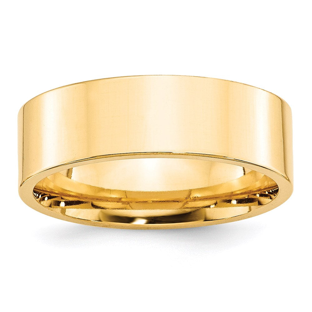 Solid;Polished;14k Yellow gold;Engravable;Comfort fit;Flat;Machined