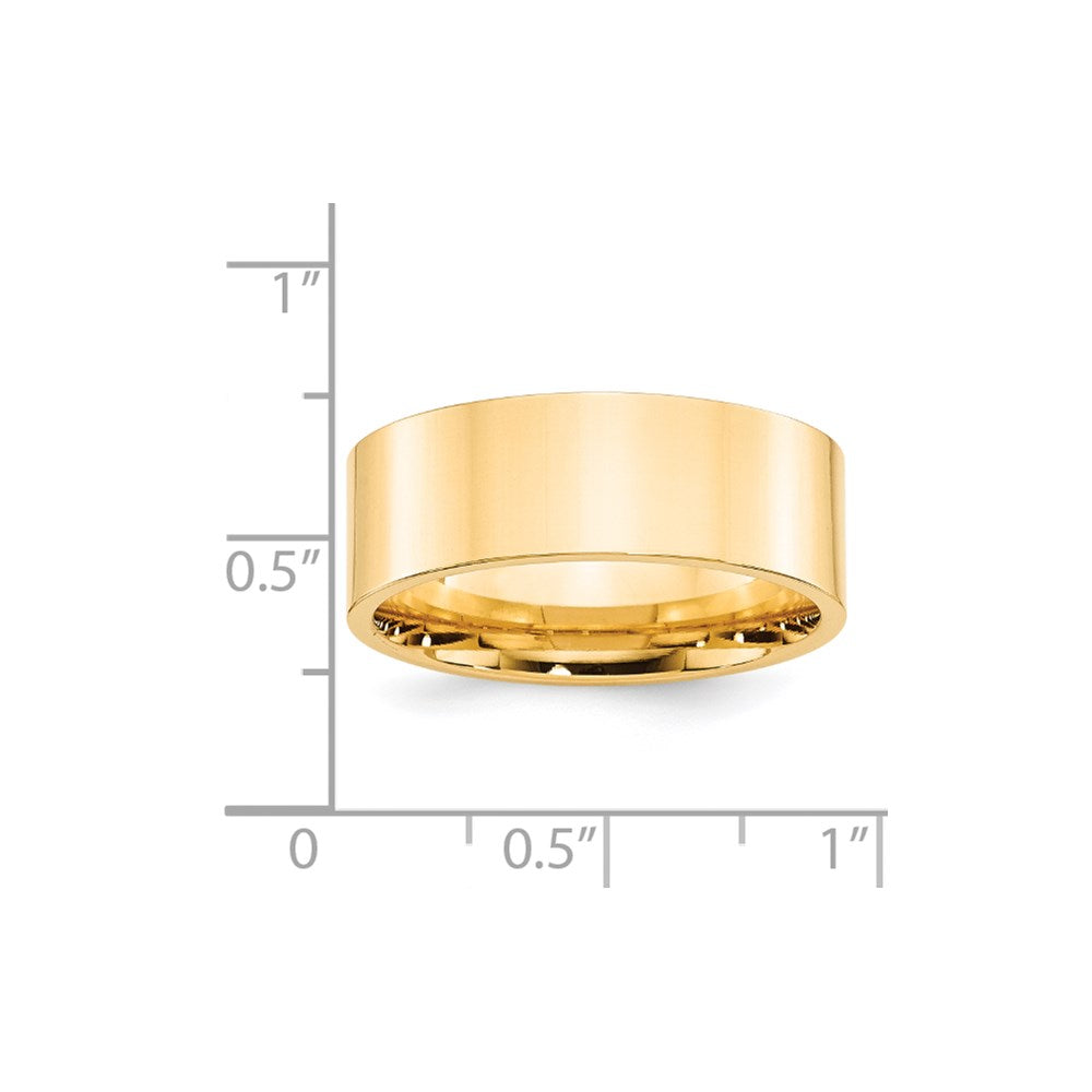 14k Yellow Gold 8mm Standard Weight Flat Comfort Fit Wedding Band Size 8.5