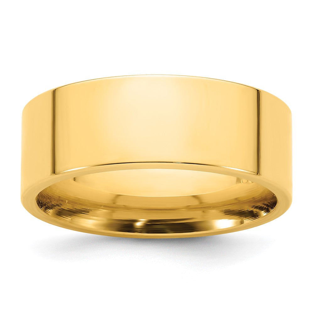 Solid;Polished;14k Yellow gold;Engravable;Comfort fit;Flat;Machined