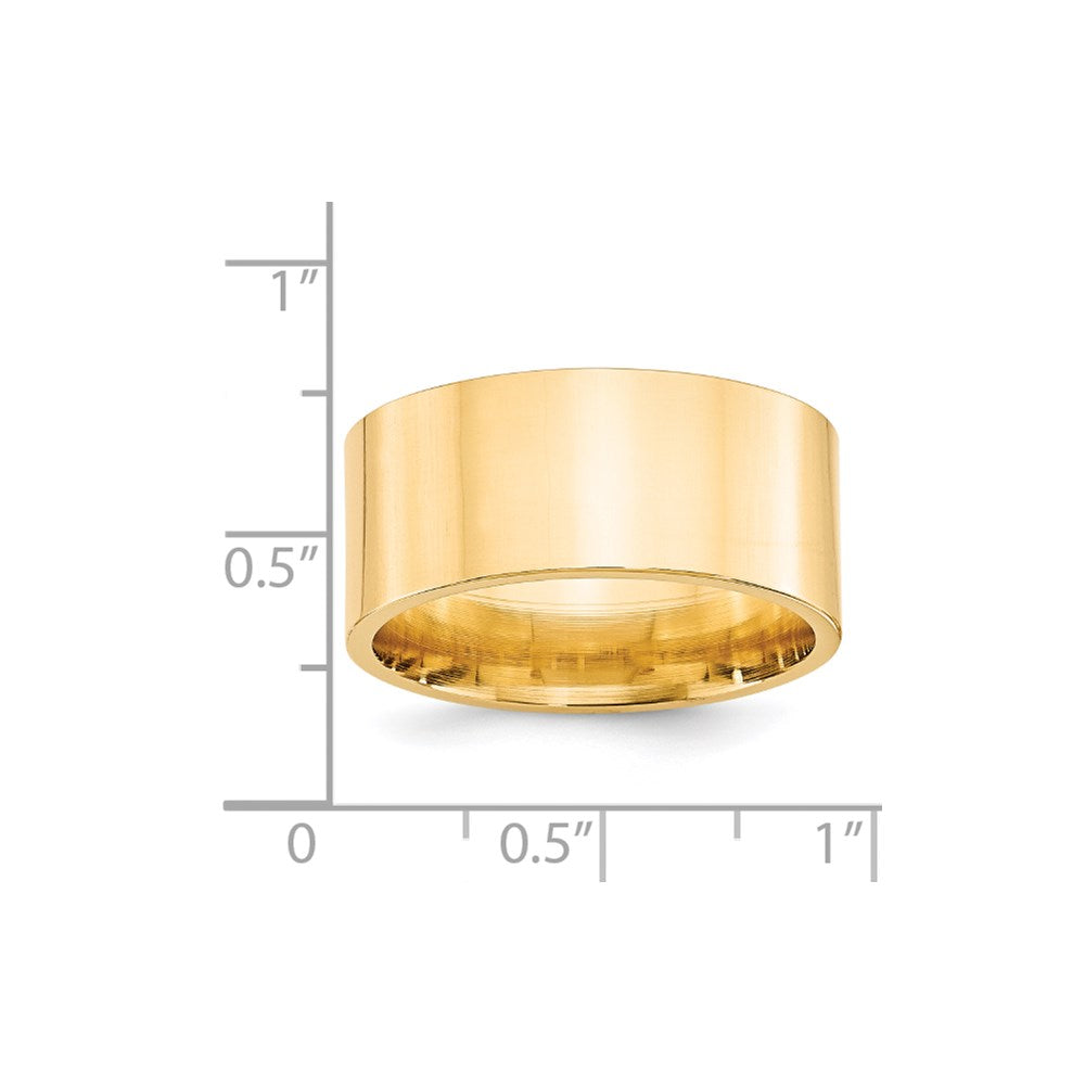 14k Yellow Gold 10mm Standard Weight Flat Comfort Fit Wedding Band Size 14