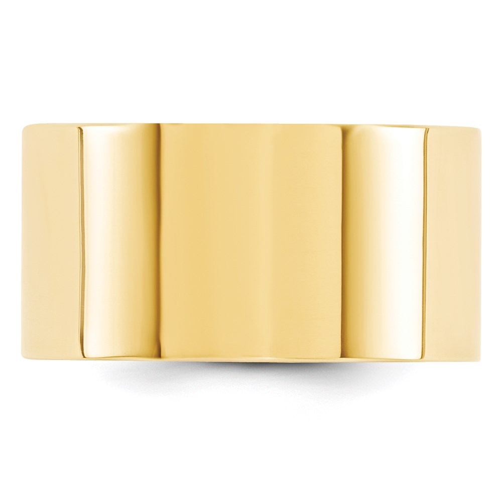 14k Yellow Gold 12mm Standard Weight Flat Comfort Fit Wedding Band Size 11.5