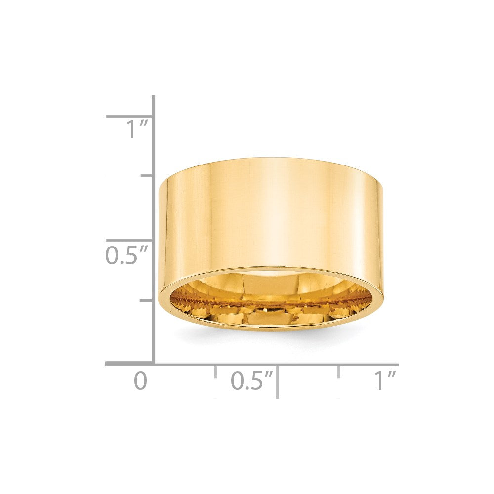 14k Yellow Gold 12mm Standard Weight Flat Comfort Fit Wedding Band Size 4.5