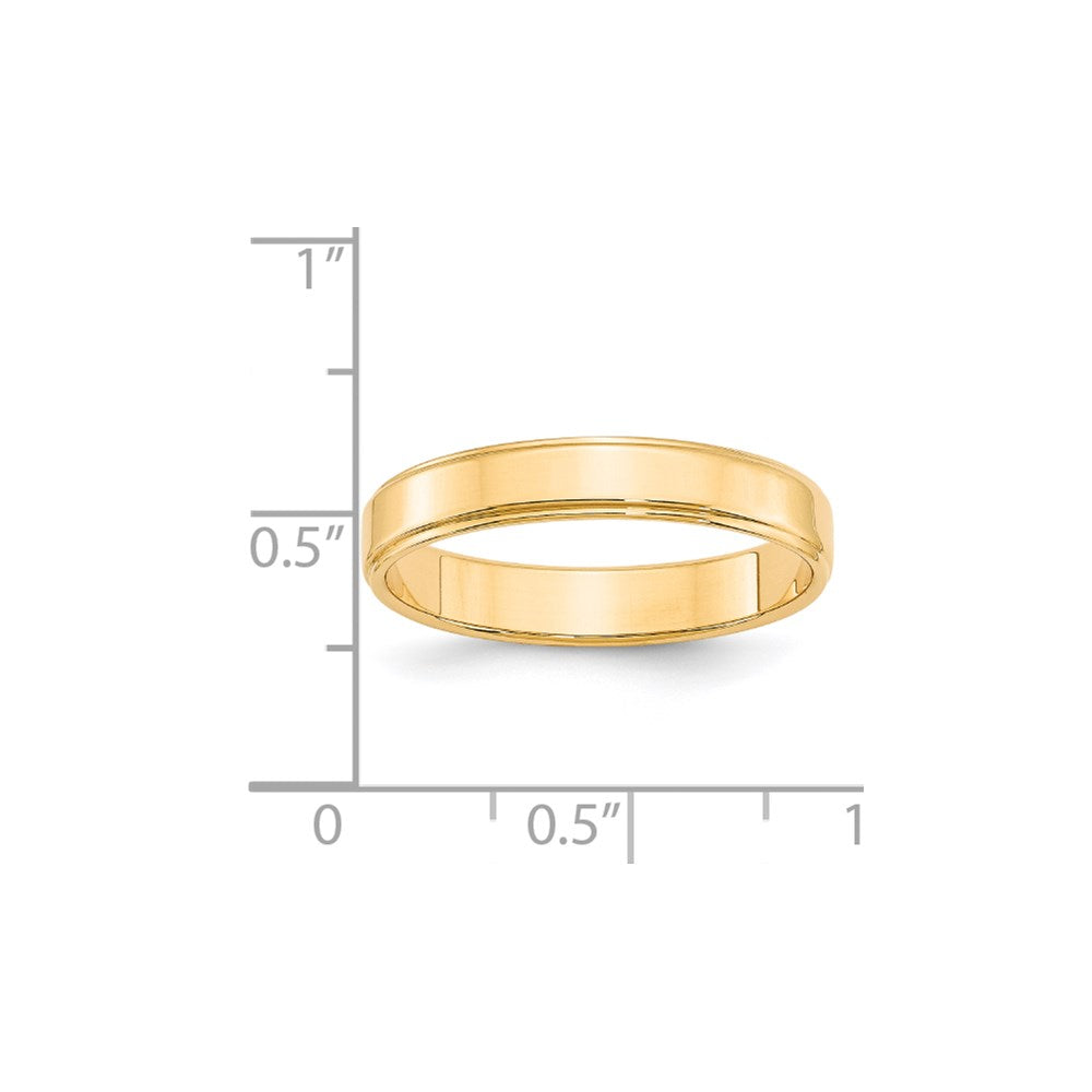14k Yellow Gold 4mm Flat with Step Edge Wedding Band Size 9.5