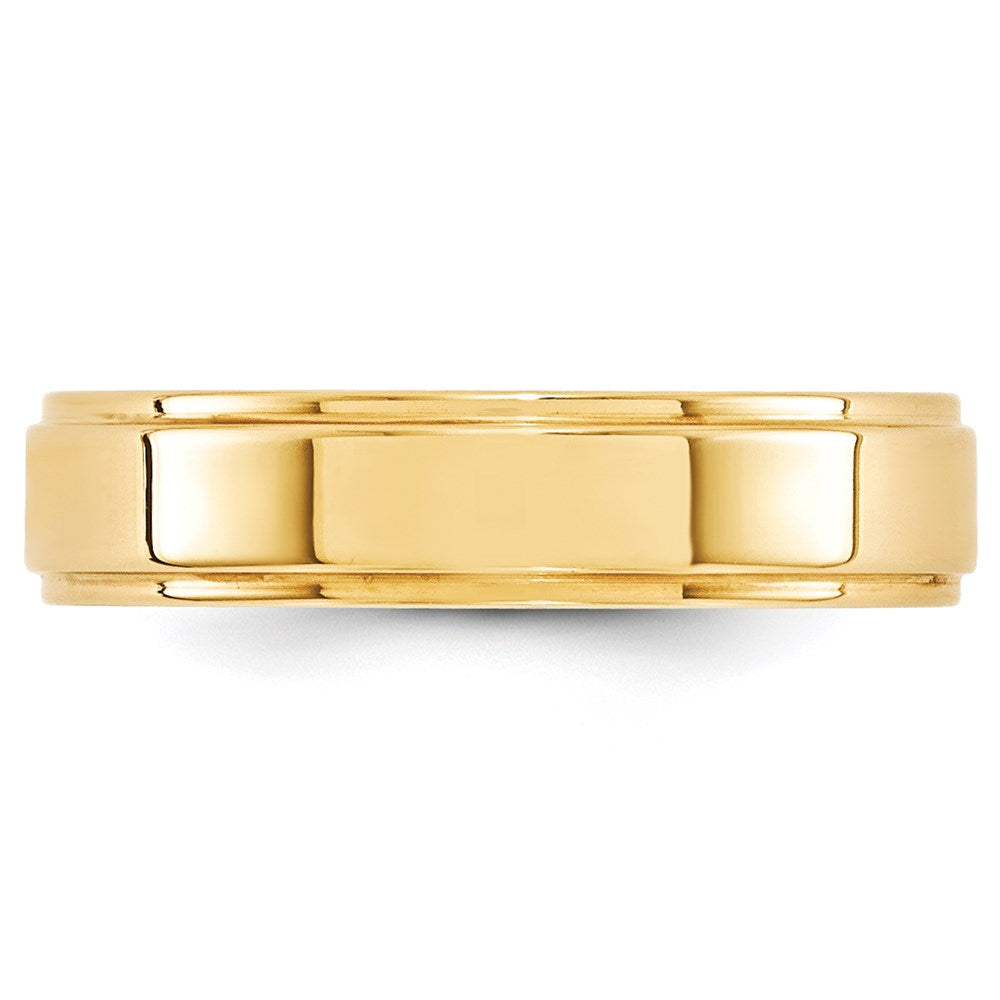 14k Yellow Gold 5mm Flat with Step Edge Wedding Band Size 10.5