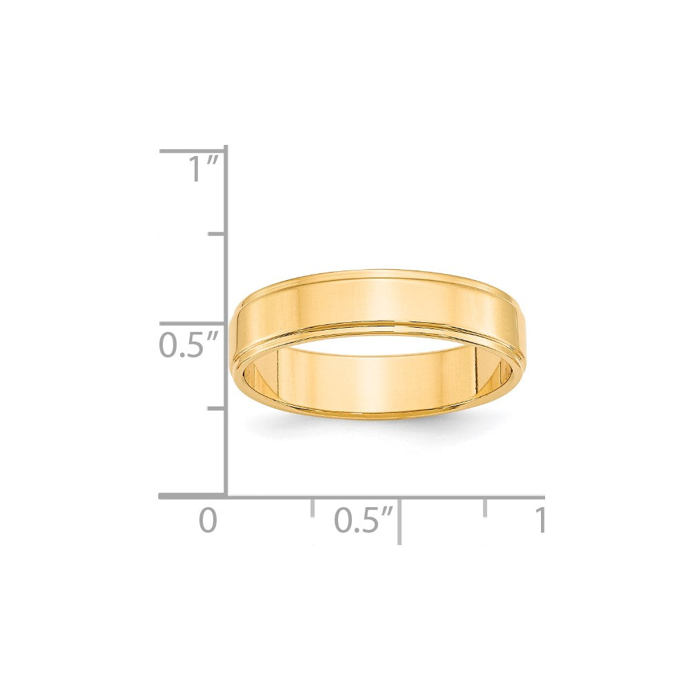 14k Yellow Gold 5mm Flat with Step Edge Wedding Band Size 9.5