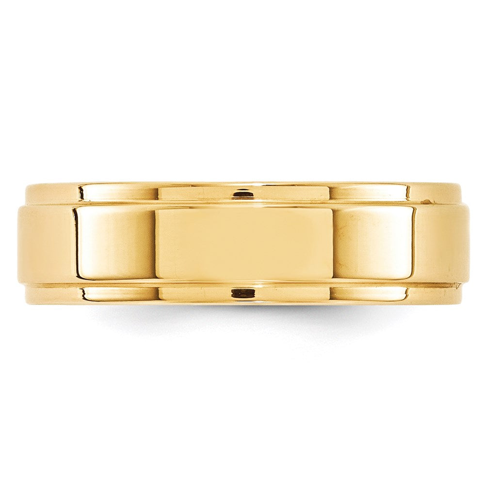 14k Yellow Gold 6mm Flat with Step Edge Wedding Band Size 9.5