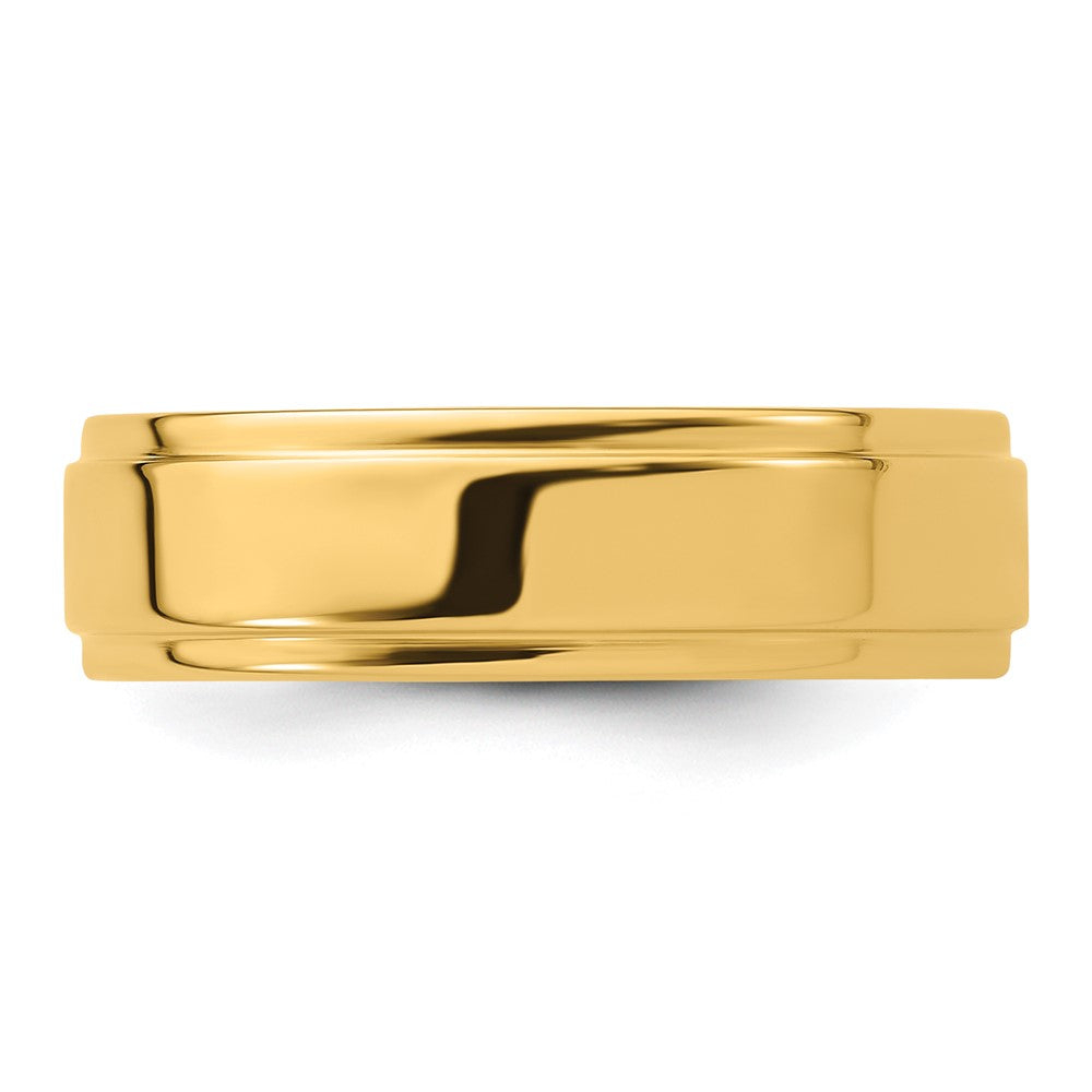 14k Yellow Gold 6mm Flat with Step Edge Wedding Band Size 11.5
