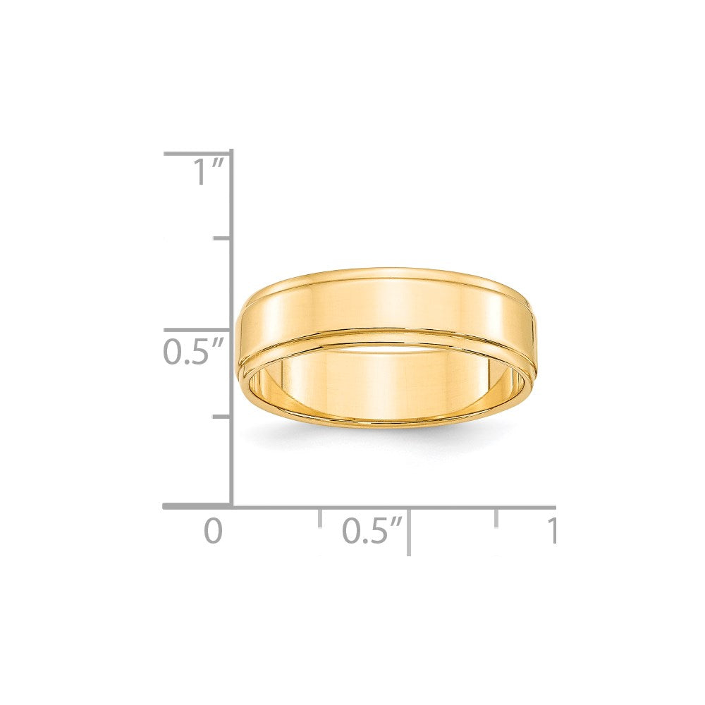 14k Yellow Gold 6mm Flat with Step Edge Wedding Band Size 7.5