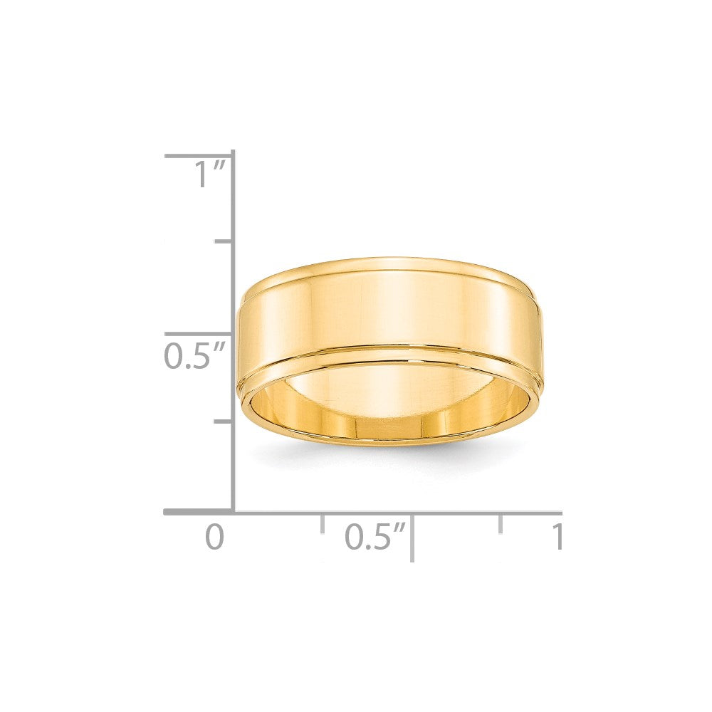 14k Yellow Gold 8mm Flat with Step Edge Wedding Band Size 11